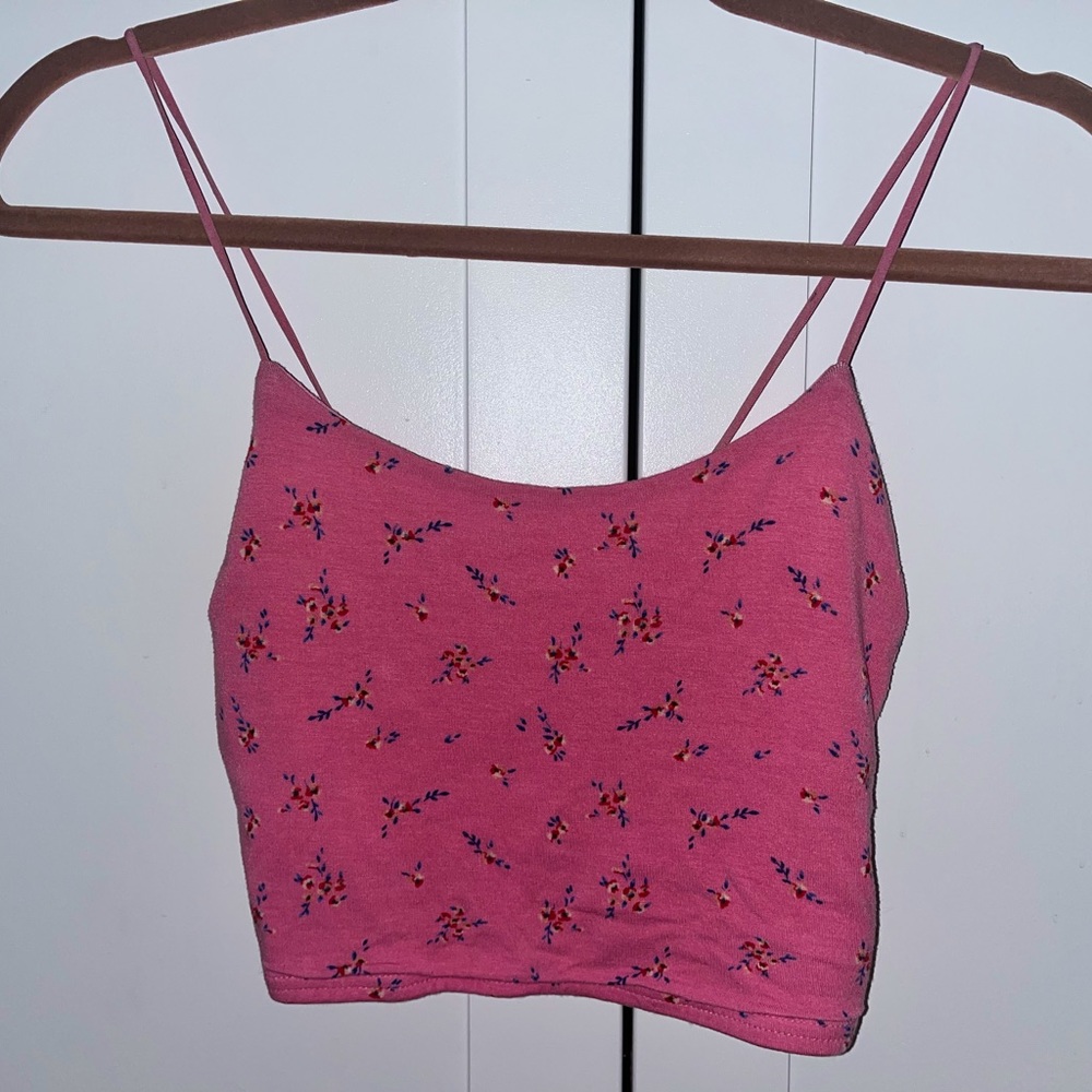 Pink floral tank top